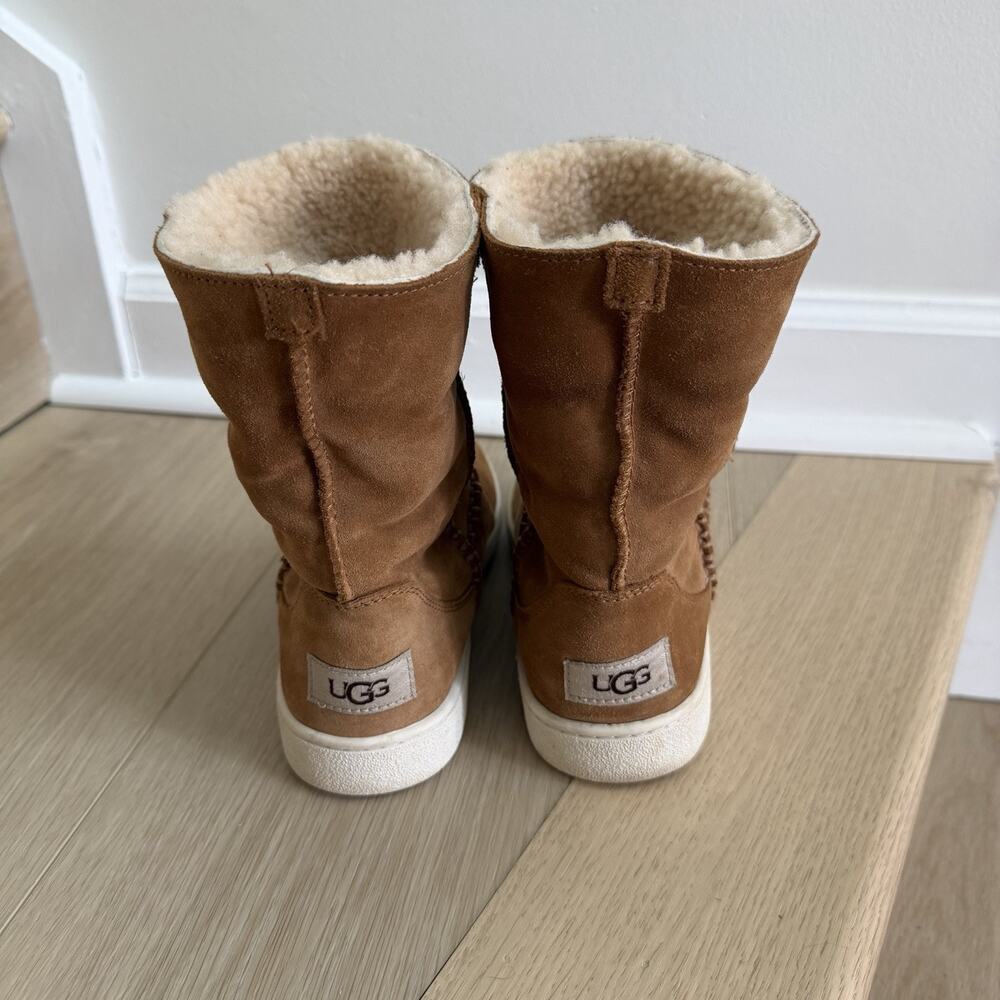 UGG Mika Classic Sneaker Boot In Chestnut Suede With Curly Shearling Cuff Sz 6 - Picture 10 of 11
